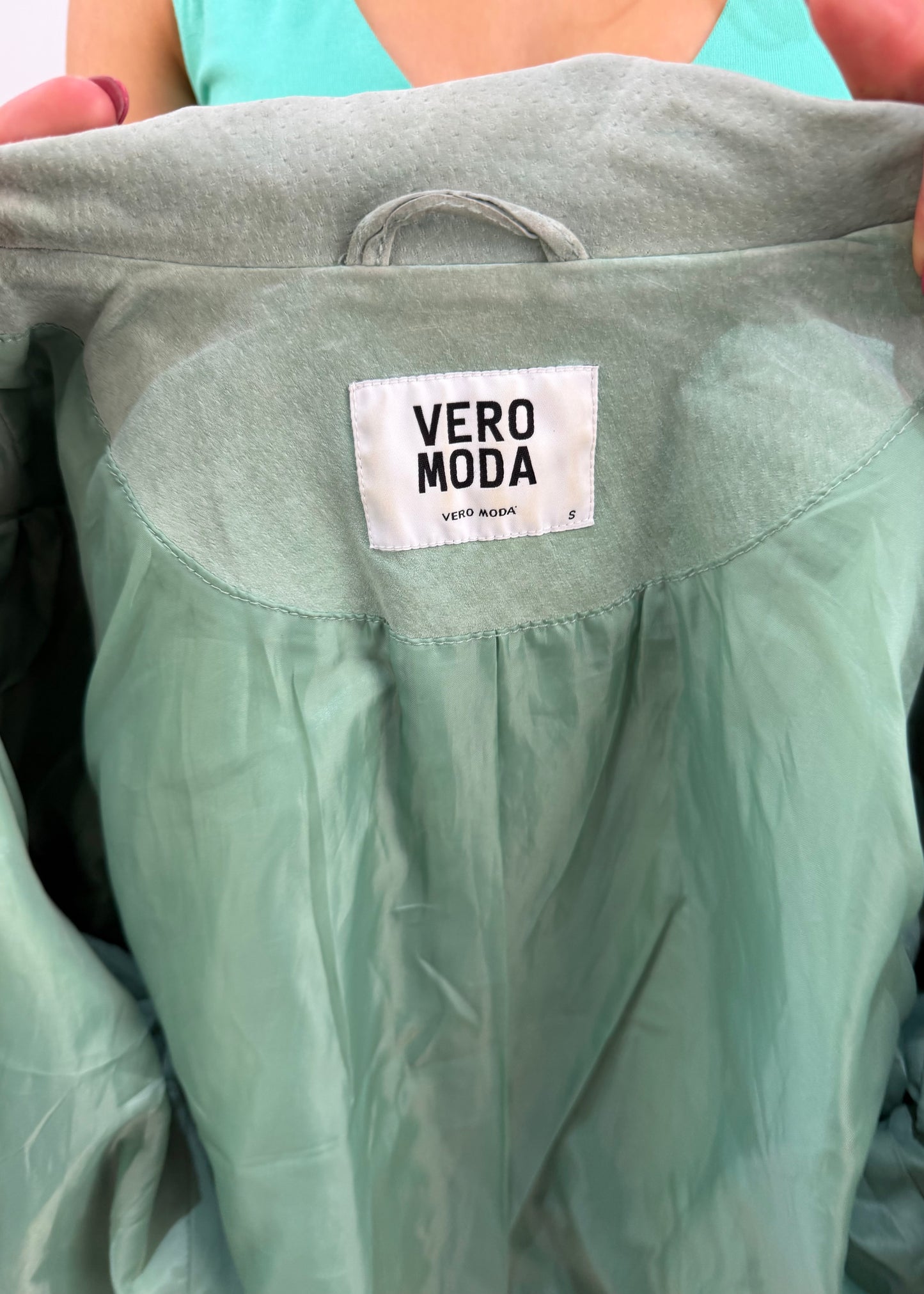 small green faux suede jacket 8