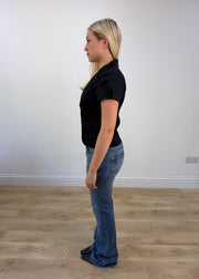 small black orsay cropped blazer top 4