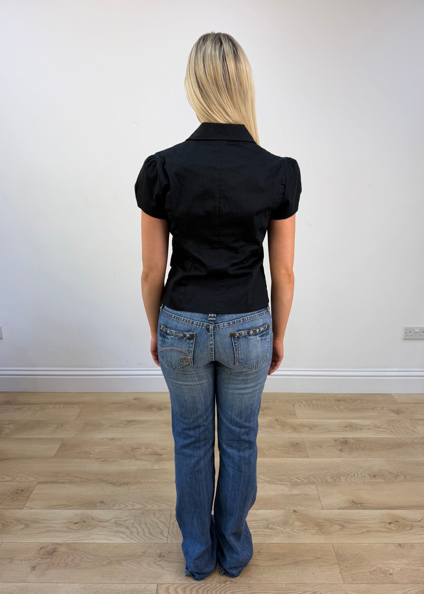 small black orsay cropped blazer top 5