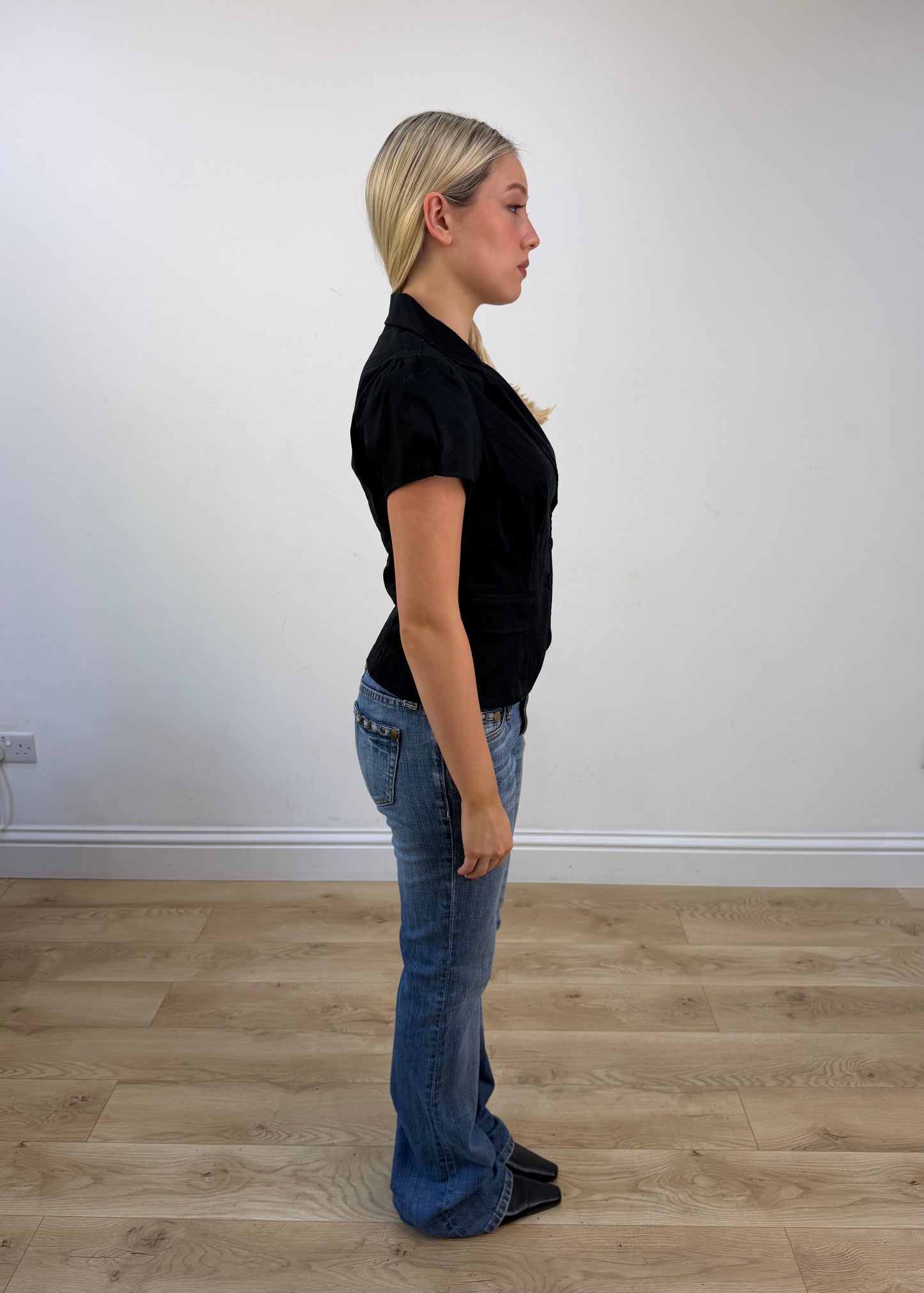 small black orsay cropped blazer top 6