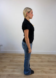 small black orsay cropped blazer top 7