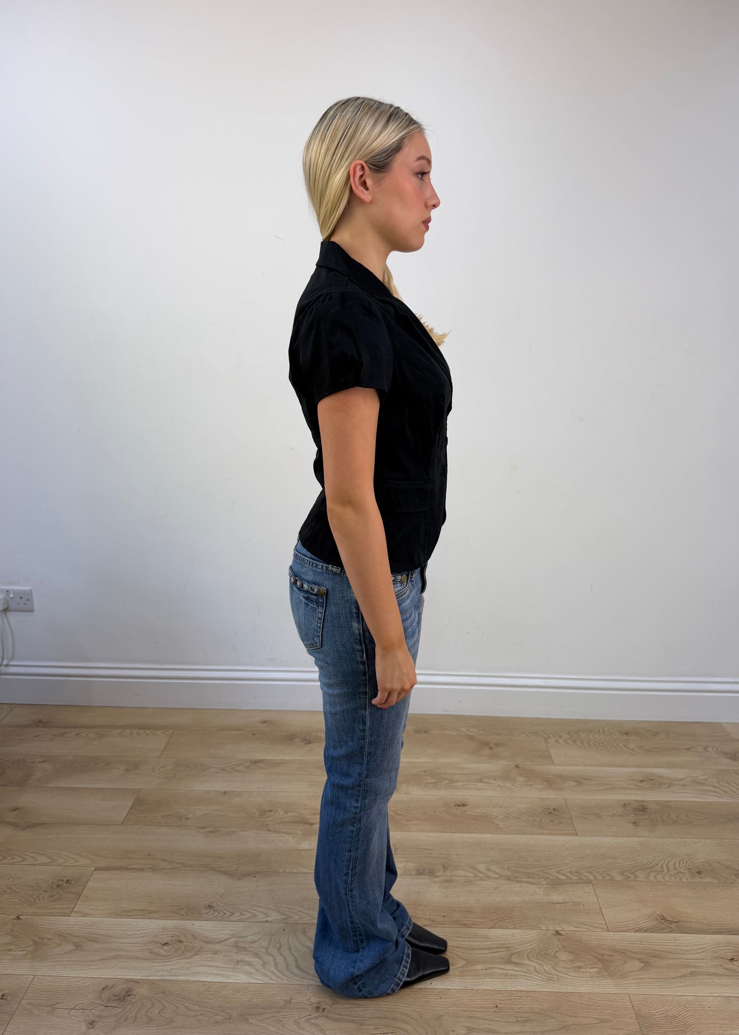 small black orsay cropped blazer top 7