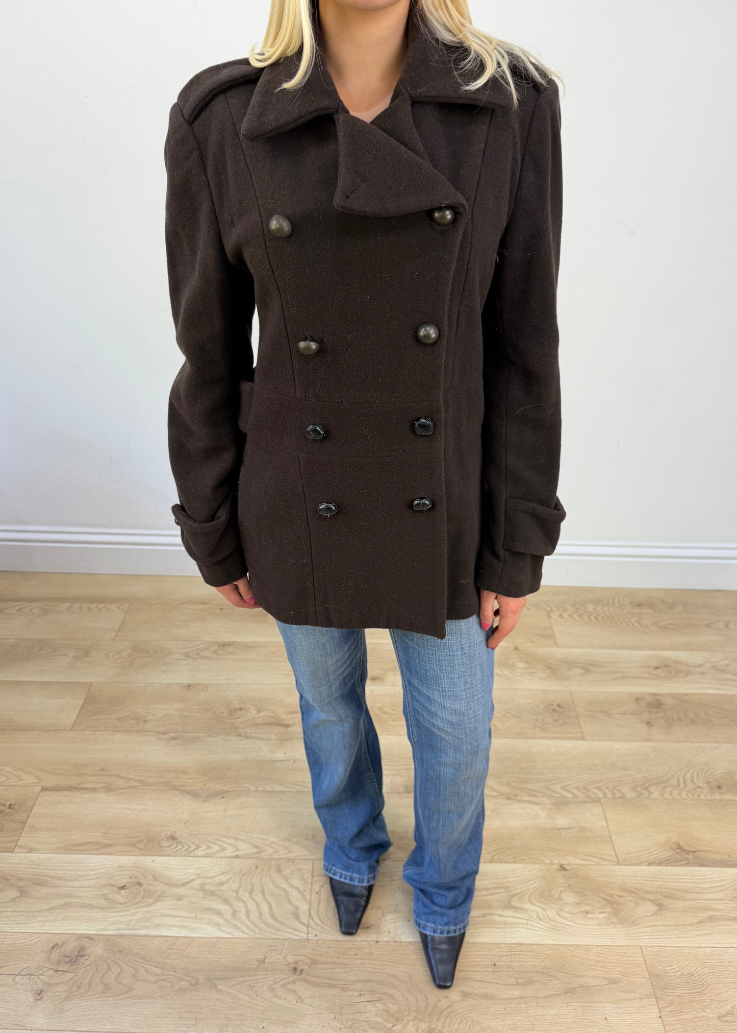 medium brown double breasted wool jacket 3