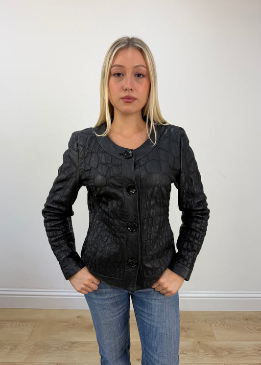 small black leather fitted jacket 2