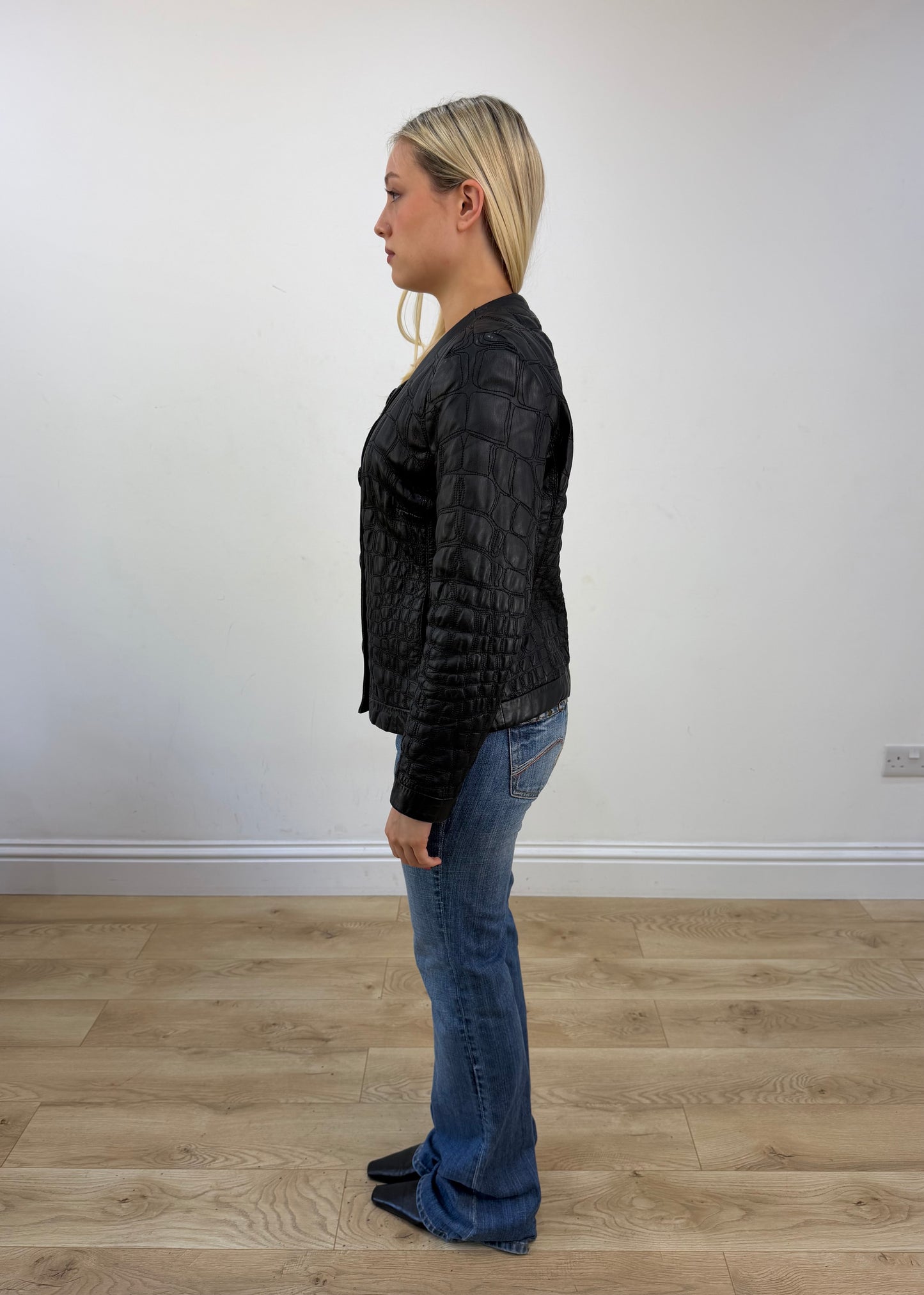 small black leather fitted jacket 5