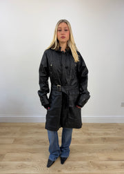 small black leather trench coat 1