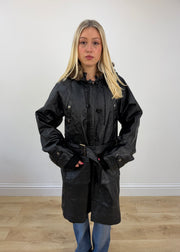 small black leather trench coat 2
