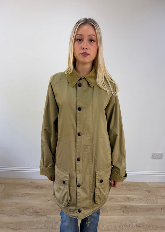 small khaki barbour rain jacket 2