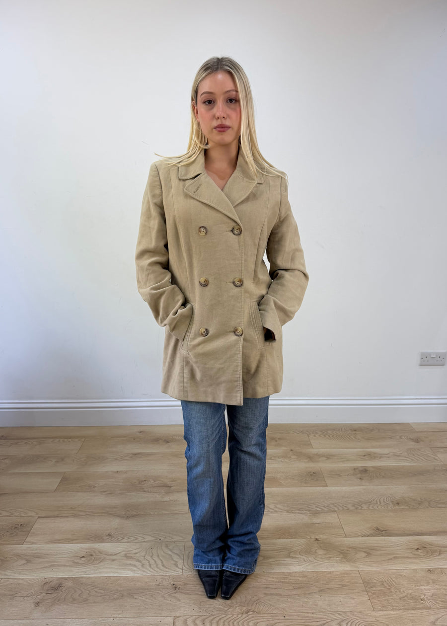 medium beige trench-style coat 1