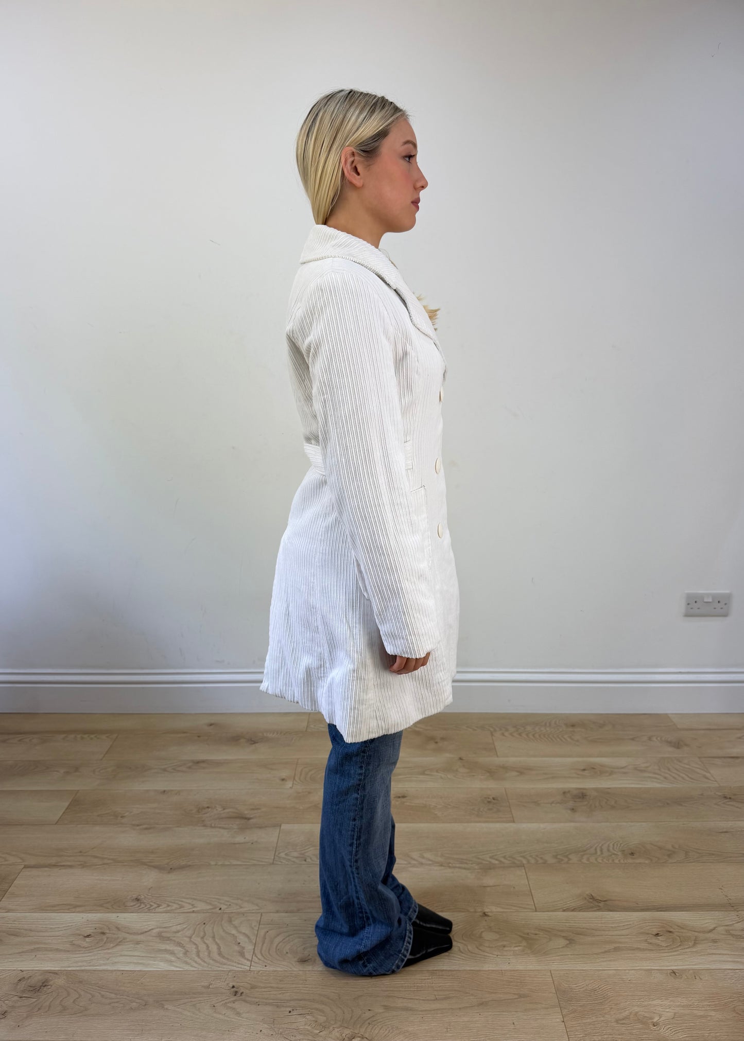 large jennyfer white corduroy pea coat 6