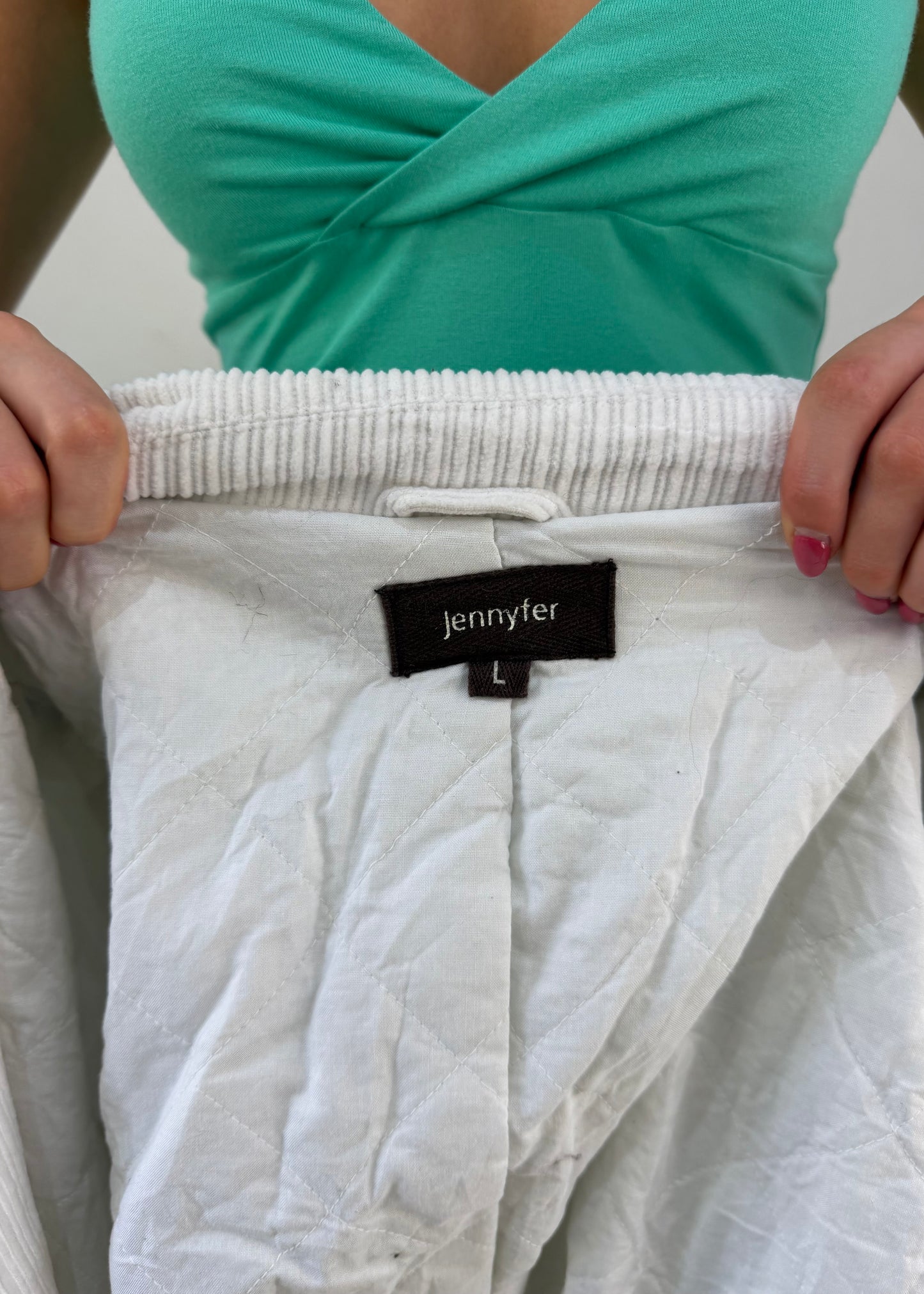 large jennyfer white corduroy pea coat 8