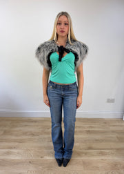 small grey faux fur shrug 1