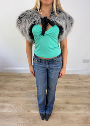 small grey faux fur shrug 3