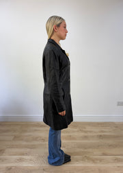 medium black leather trenchcoat jacket 6