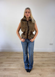 medium brown faux fur gilet jacket 1