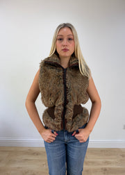 medium brown faux fur gilet jacket 2