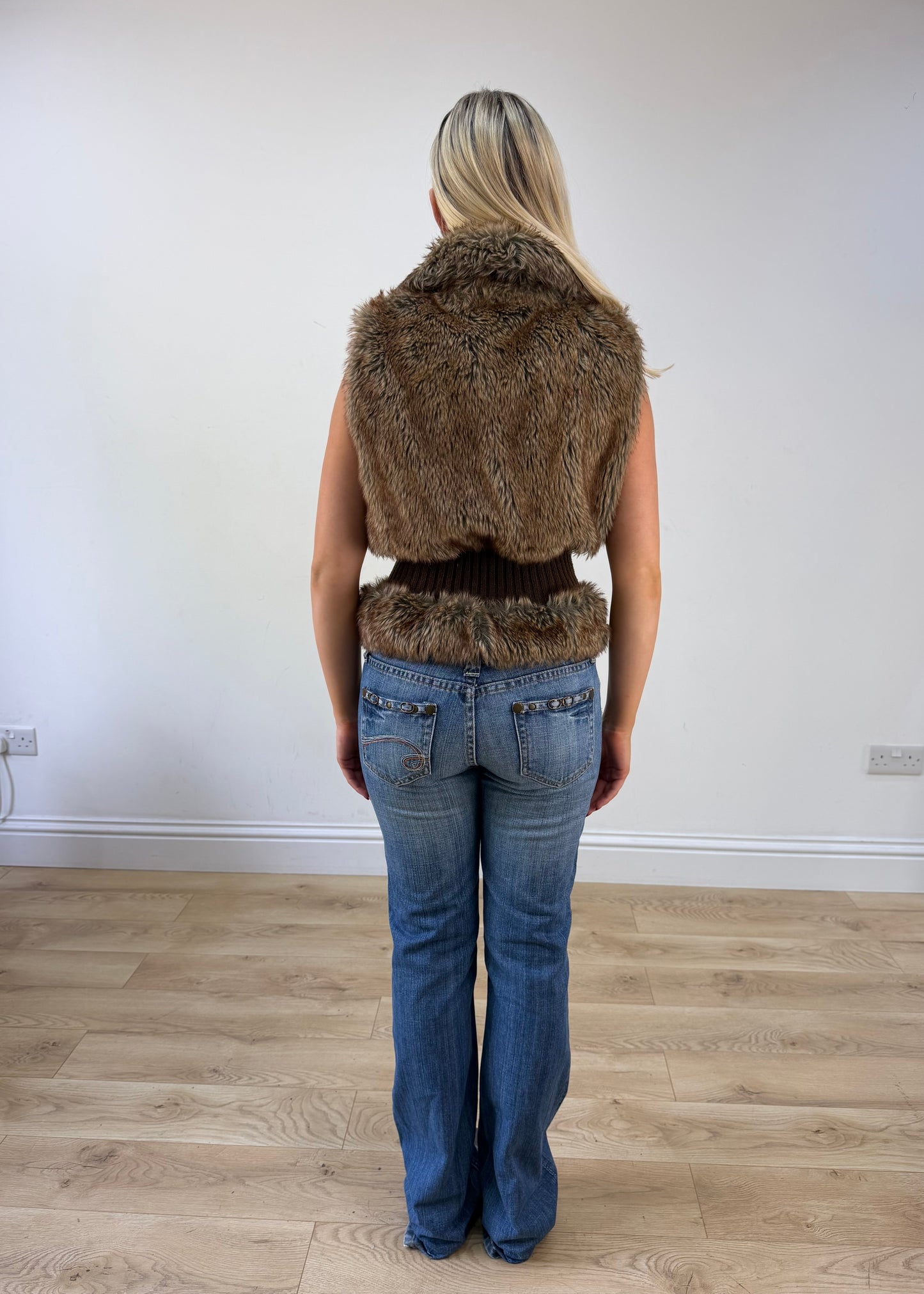 medium brown faux fur gilet jacket 5