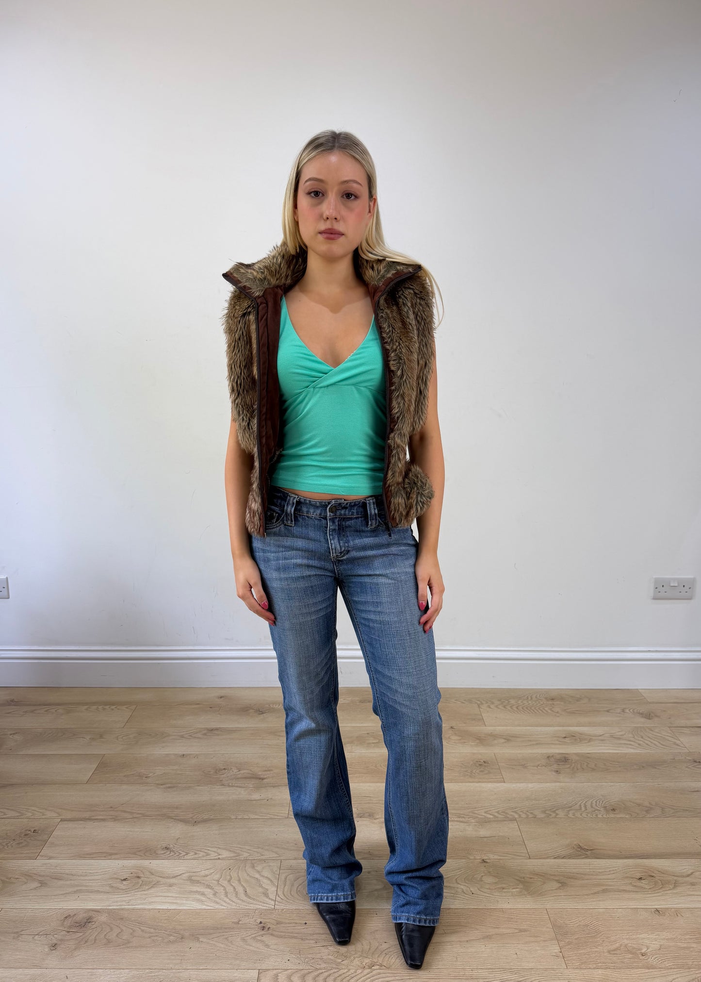 medium brown faux fur gilet jacket 7