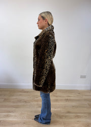 small brown faux fur leopard print coat 5
