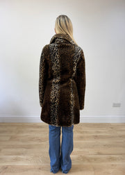 small brown faux fur leopard print coat 6