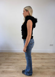 small black knit crochet hooded gilet 5