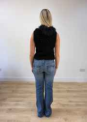 small black knit crochet hooded gilet 6