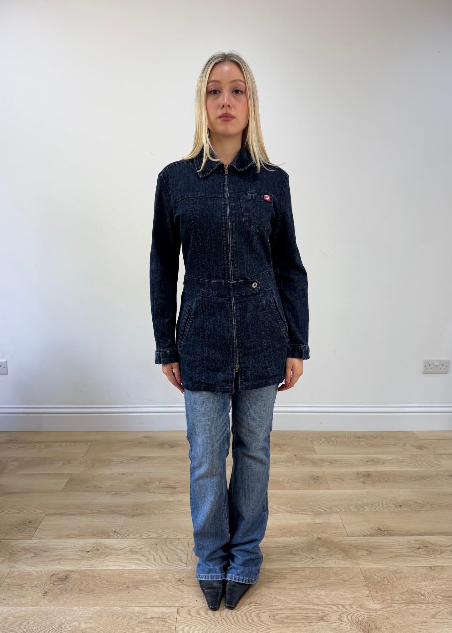 medium black miss sixty denim longline denim button up jacket 1