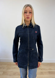 medium black miss sixty denim longline denim button up jacket 2