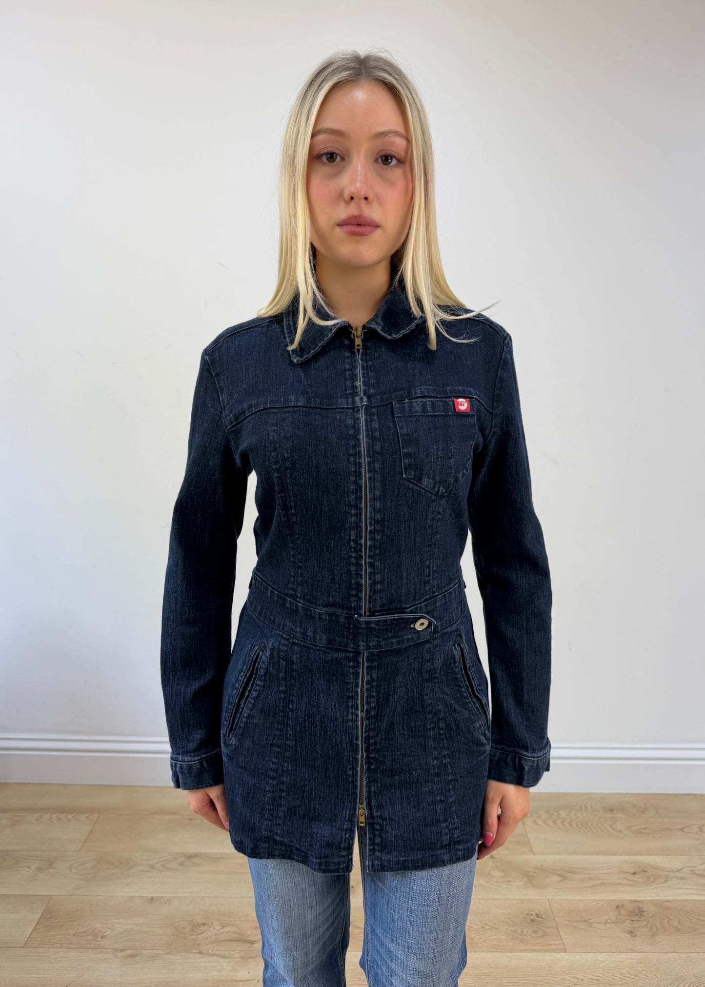medium black miss sixty denim longline denim button up jacket 2