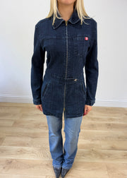 medium black miss sixty denim longline denim button up jacket 3
