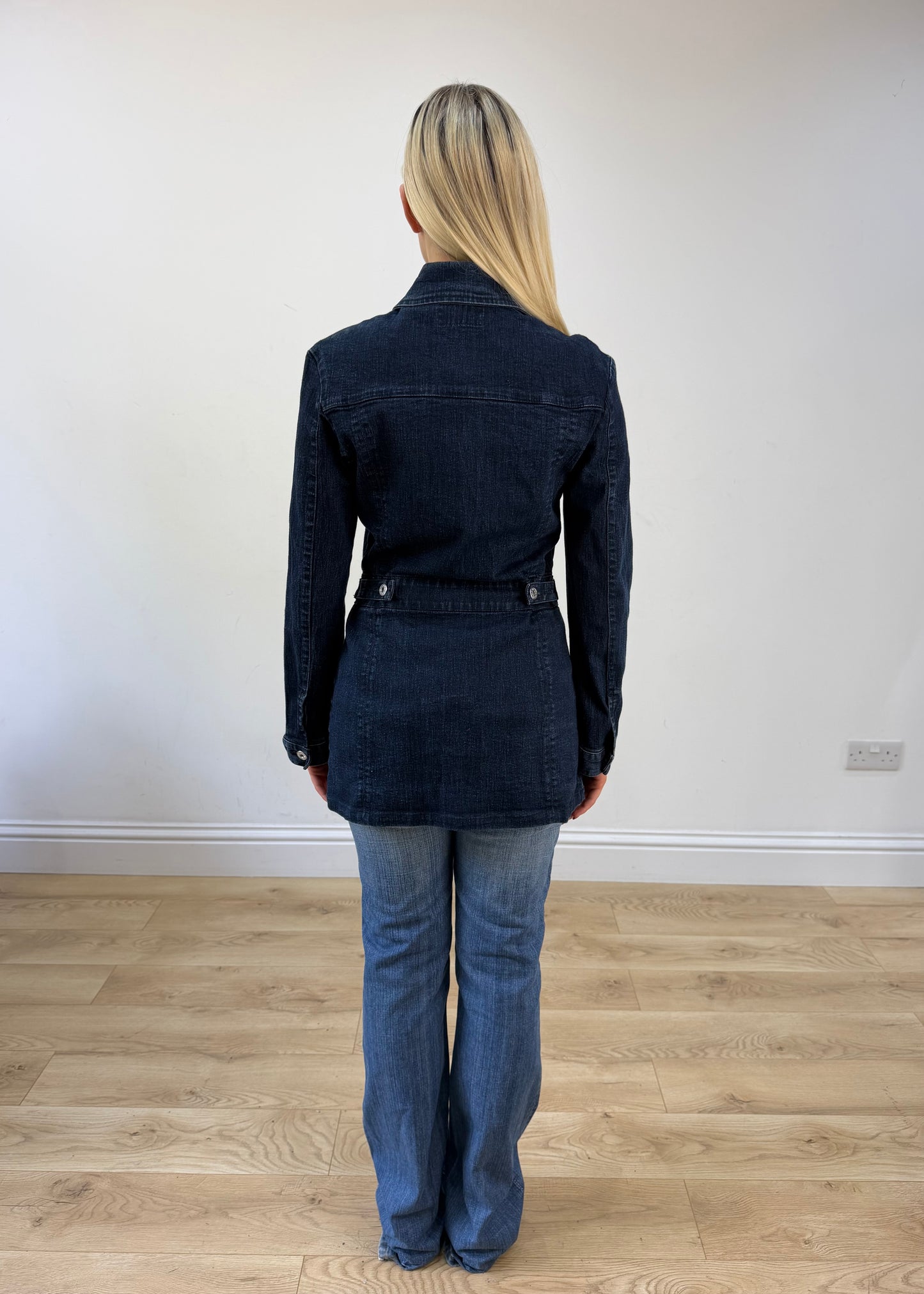 medium black miss sixty denim longline denim button up jacket 5