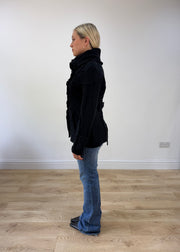 small black fitted jacket with asymmetric buttons 5