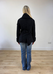 small black fitted jacket with asymmetric buttons 6