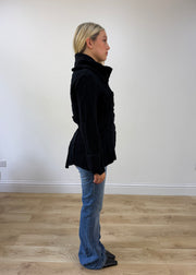 small black fitted jacket with asymmetric buttons 7