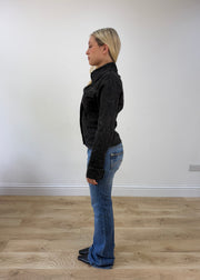 small/medium black denim style jacket 4