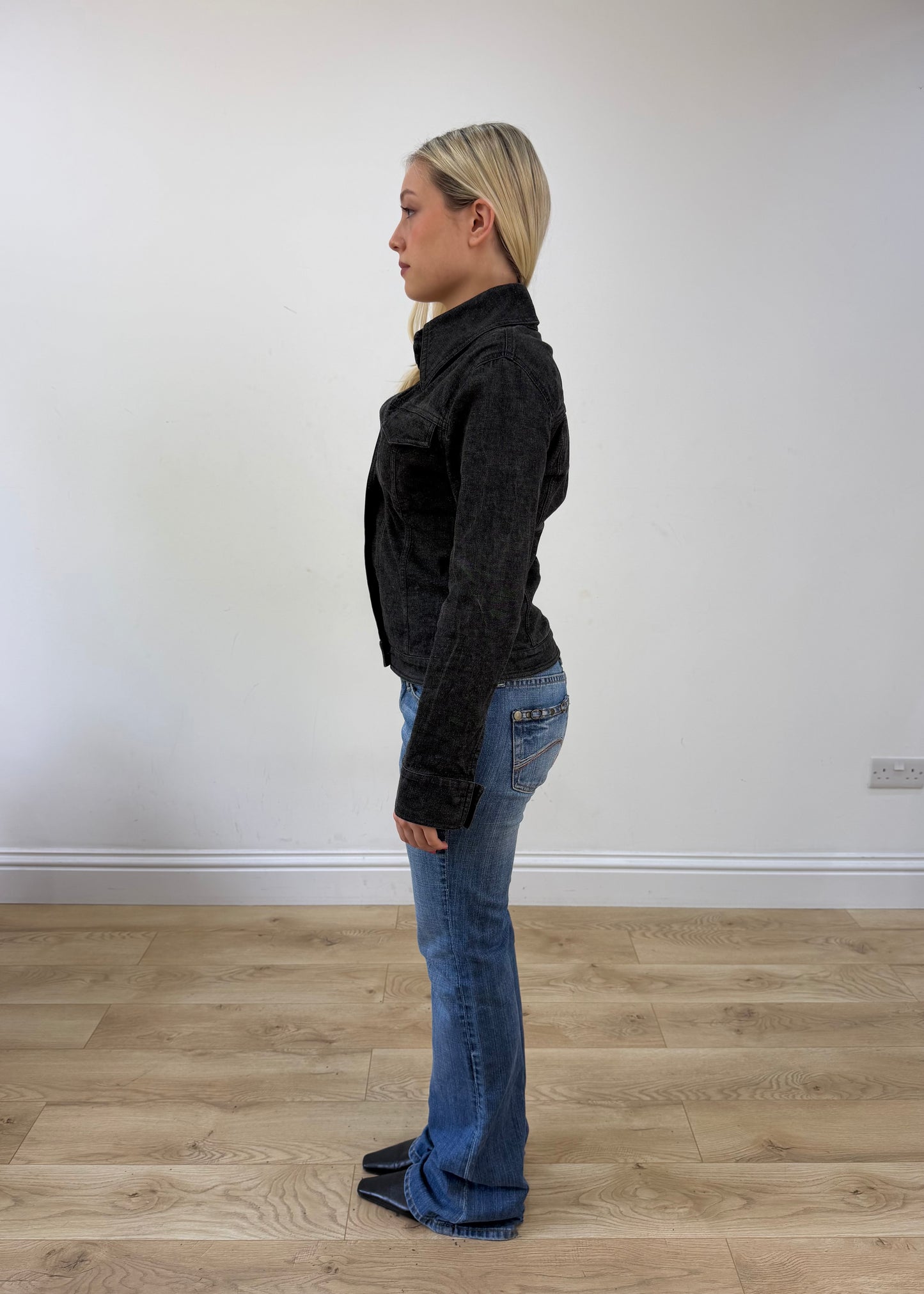 small/medium black denim style jacket 5