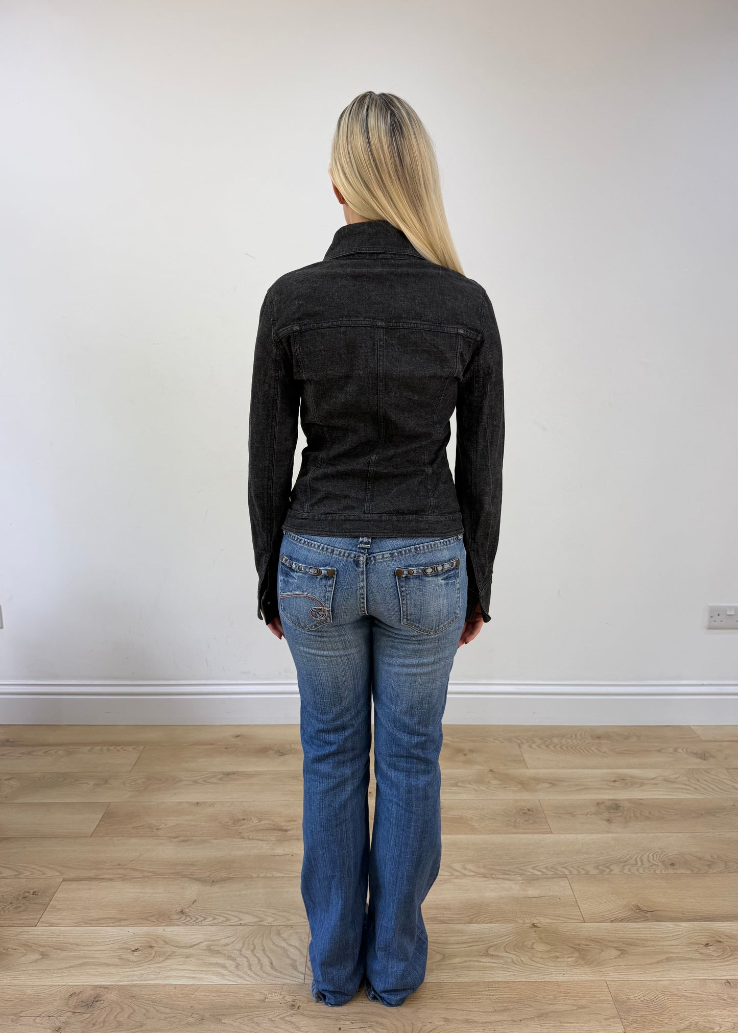 small/medium black denim style jacket 6