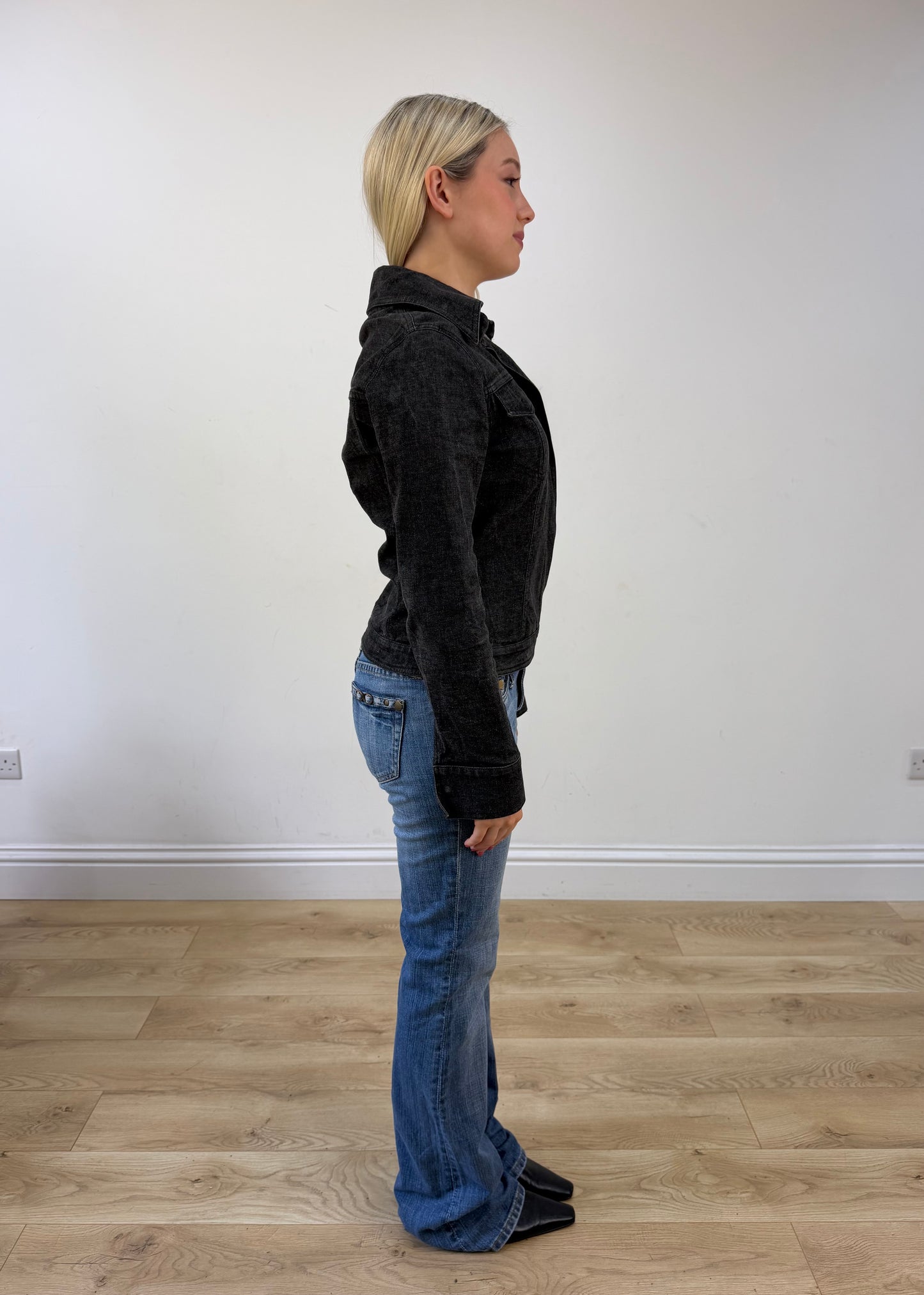 small/medium black denim style jacket 7