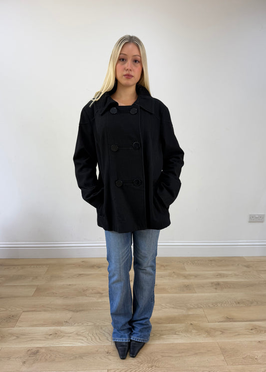 medium black yessica pea coat jacket 1
