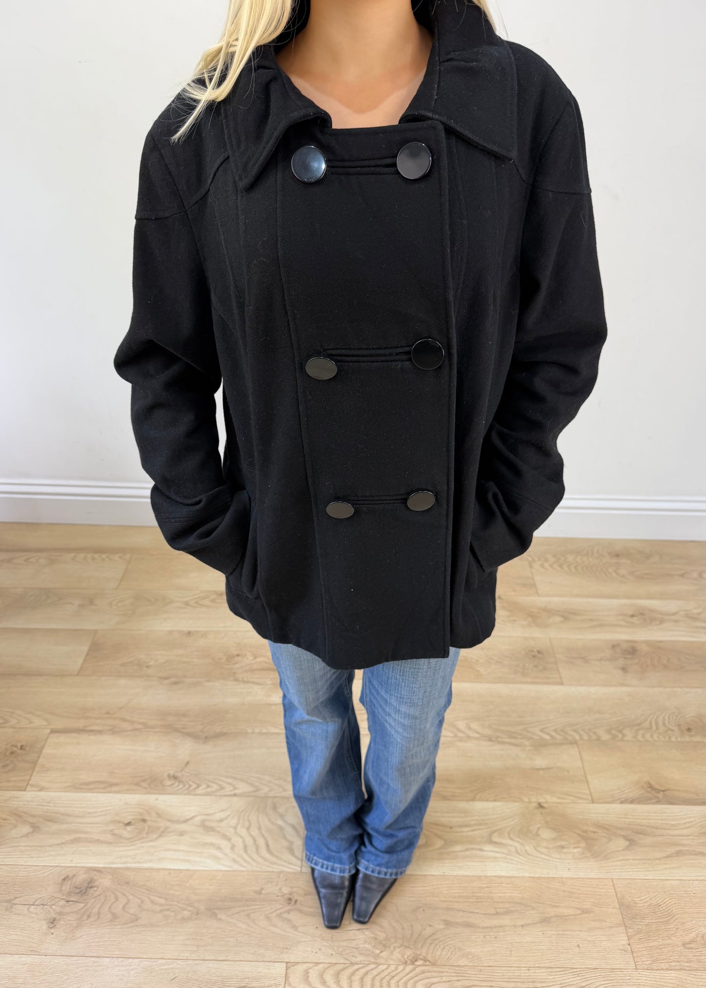 medium black yessica pea coat jacket 3