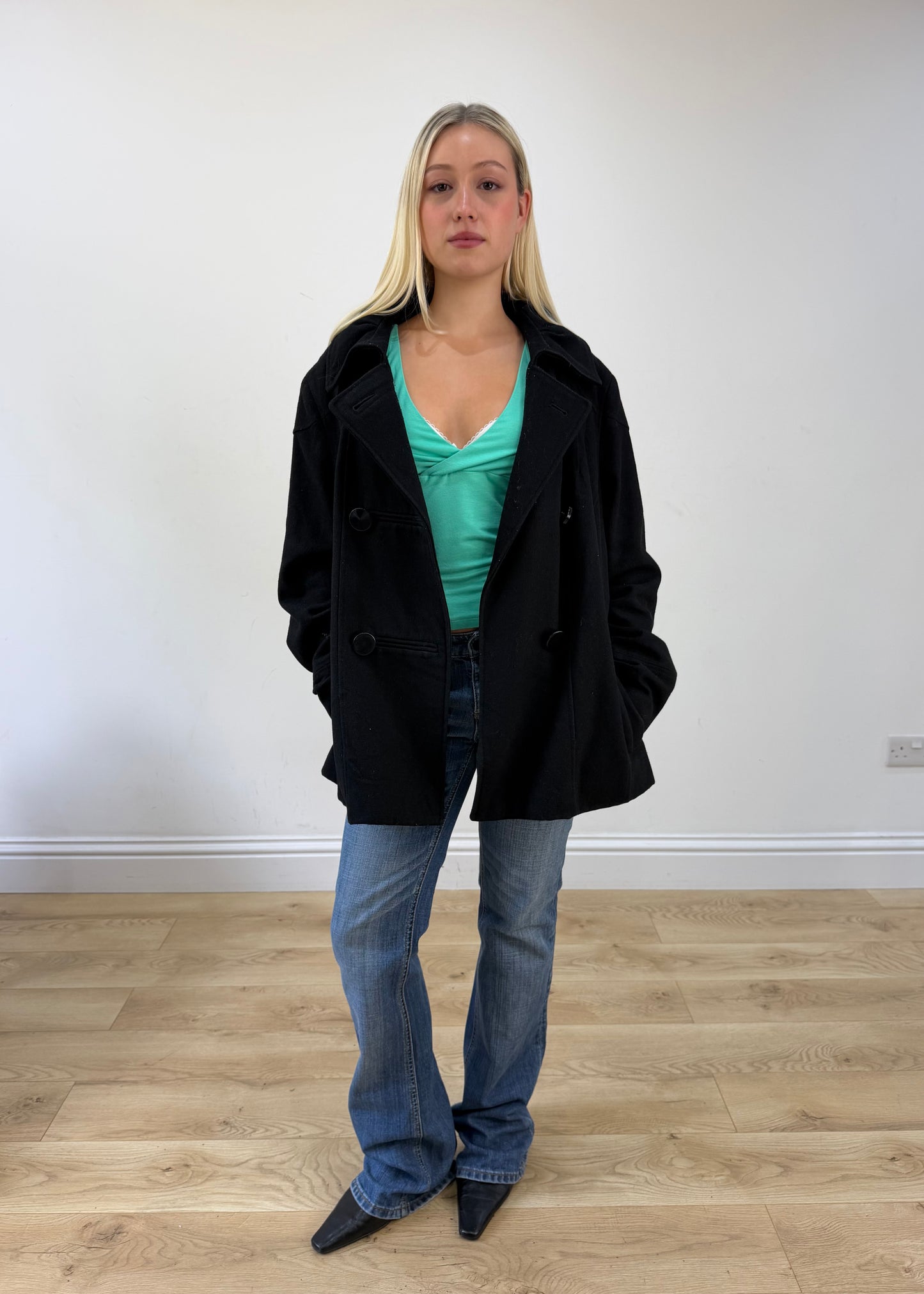 medium black yessica pea coat jacket 7