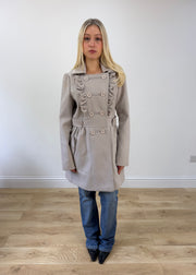 medium beige double breasted trenchcoat jacket 1