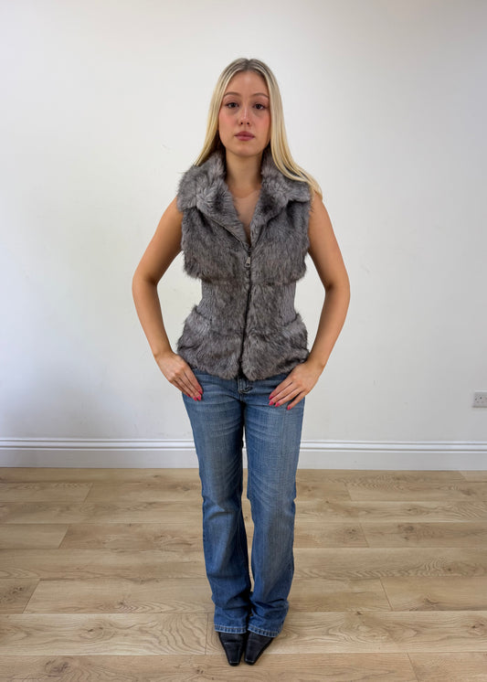 small grey faux fur gilet 1