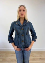 medium blue denim old label bershka pea style coat 2