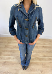 medium blue denim old label bershka pea style coat 3