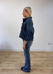 medium blue denim old label bershka pea style coat 4