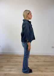 medium blue denim old label bershka pea style coat 6
