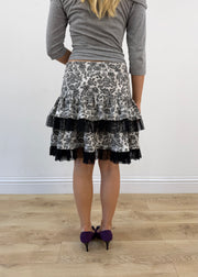 small grey Betsey Johnson floral skirt back view