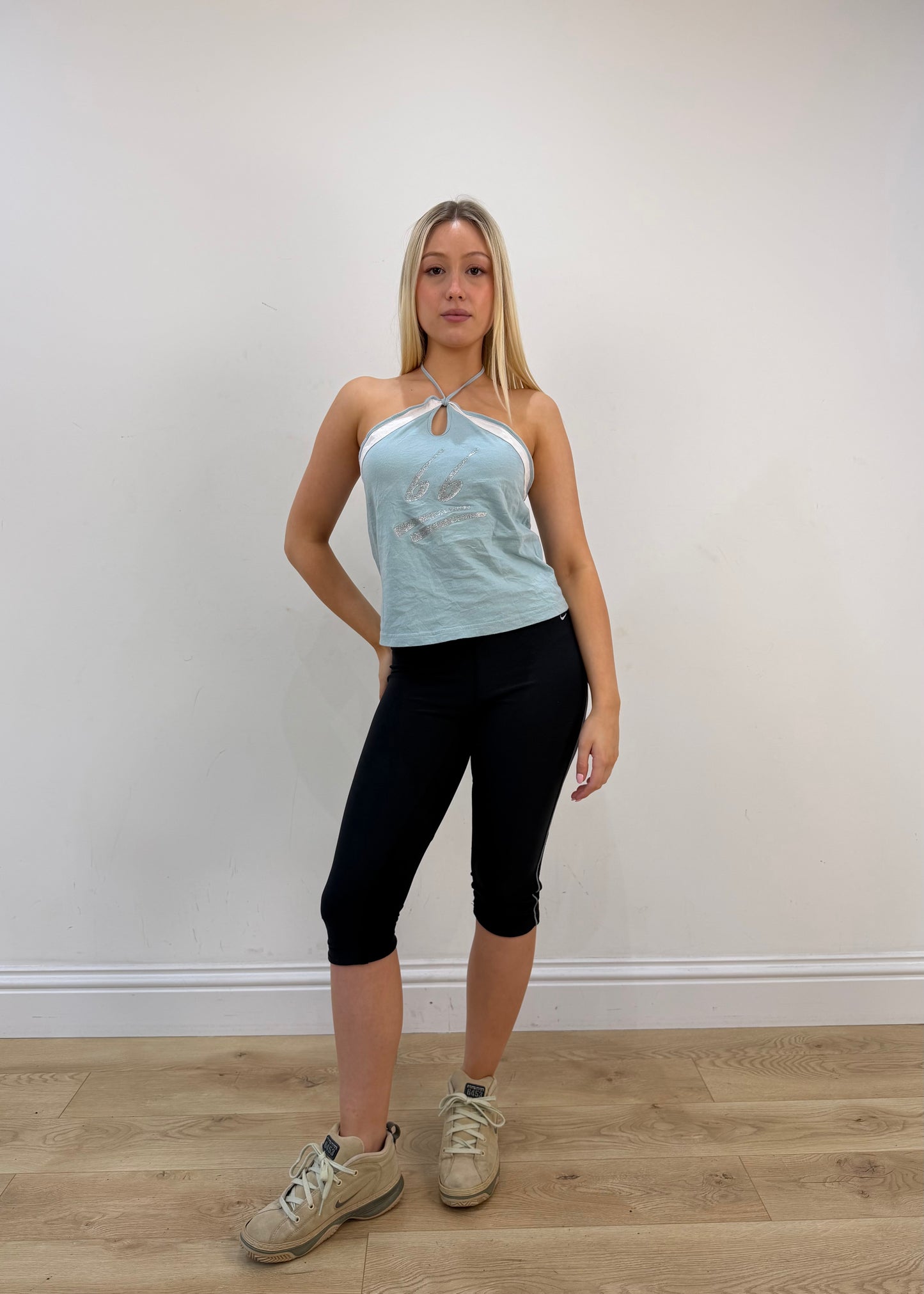medium/large blue halterneck top