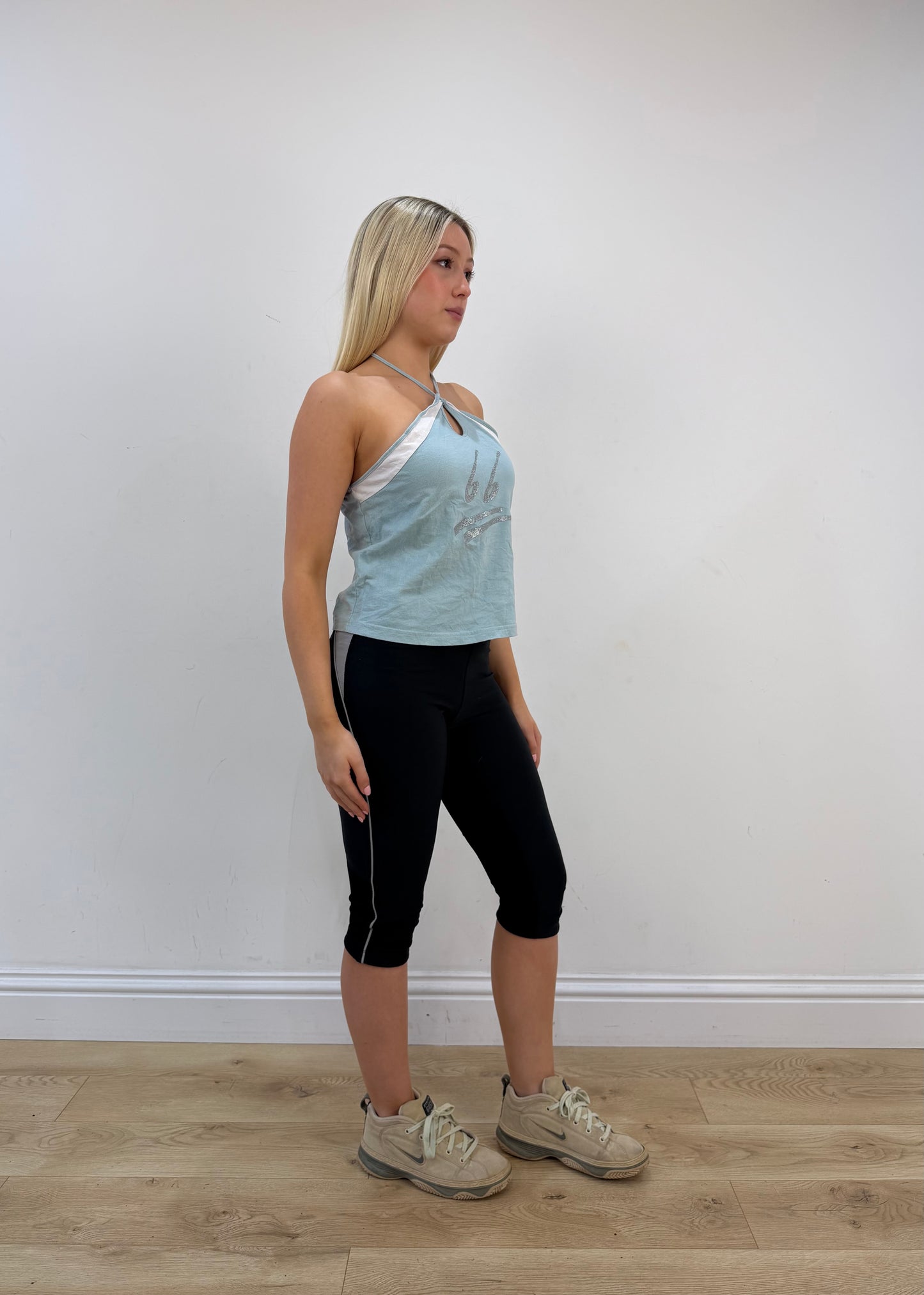 medium/large blue halterneck top